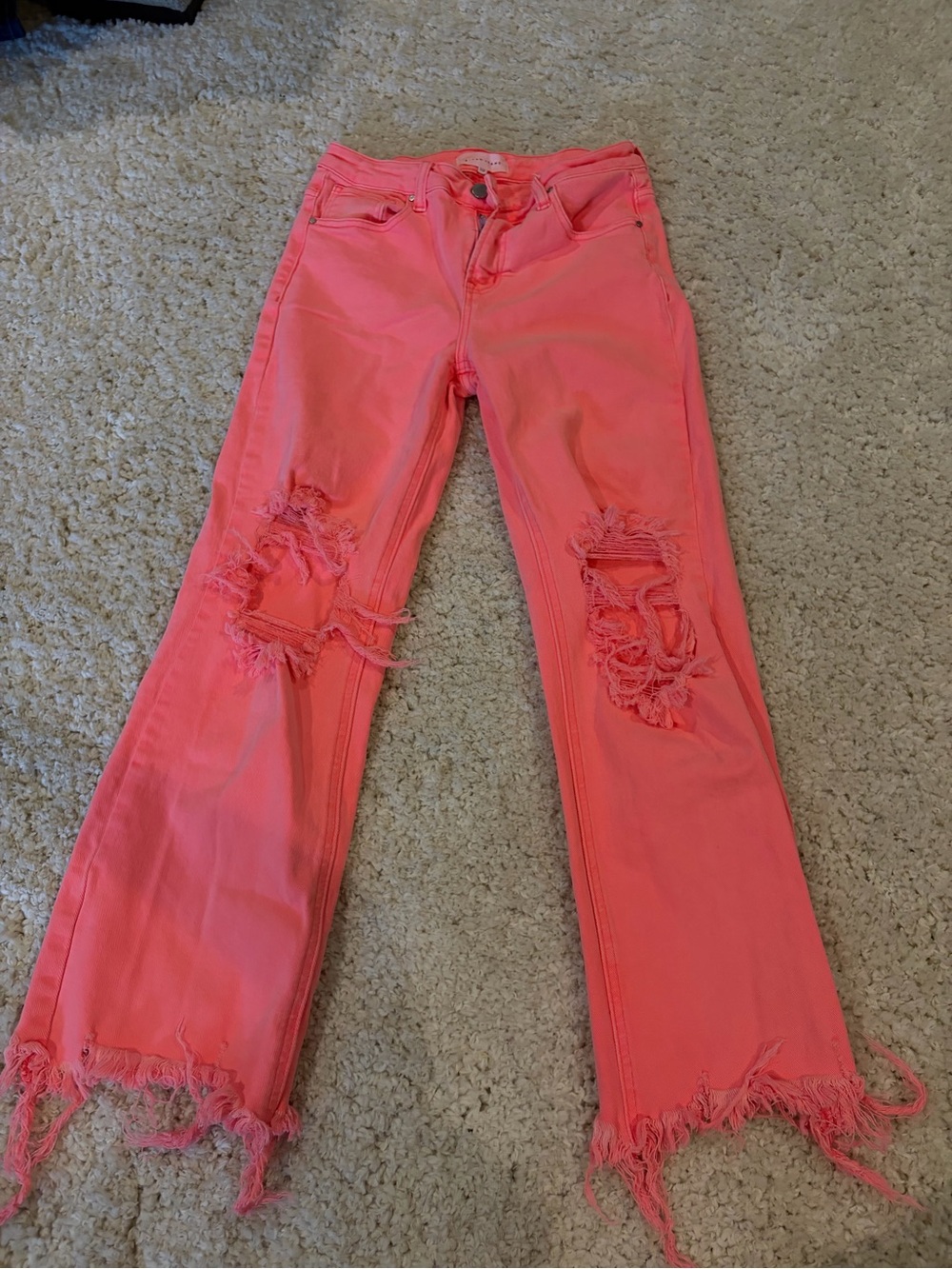 Distressed High-Rise Pink Women's Jeans
